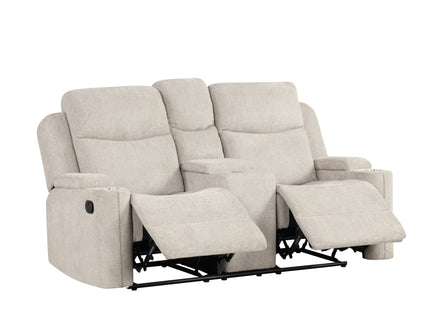 Galya - Motion Loveseat With Console - Light Gray
