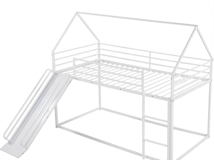 Twin Over Twin House Bunk Bed With Ladder And Slide
