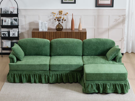 Cloud Sofa With Removable Ruffled Skirt With Ottoman And Flared Arms