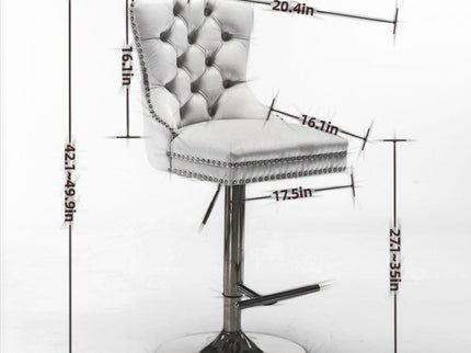 Thick Swivel Barstools Adjusatble Seat Height From 25-33", Modern Upholstered Bar Stools With Backs Comfortable Tufted For Home Pub And Kitchen Island (Set of 2)