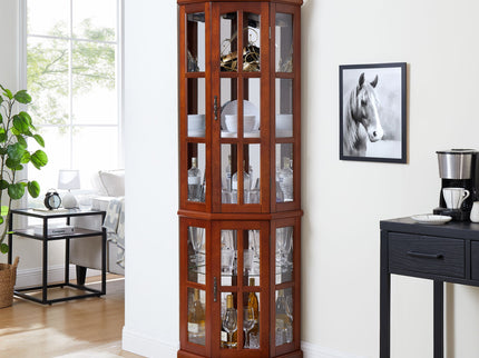 Corner Curio Cabinet With 5 Shelves And Lighting System (E26 Light Bulb Not Included)