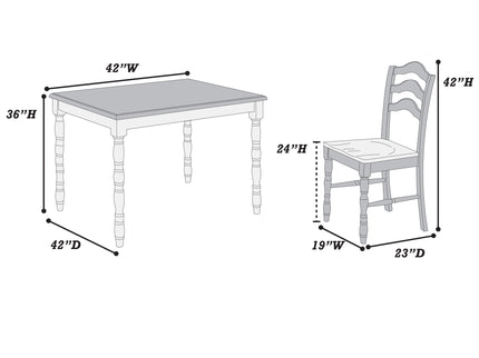 5 Piece Counter Height Dining Set With Table 4 Chairs - Oak / White