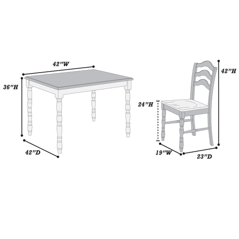 5 Piece Counter Height Dining Set With Table 4 Chairs - Oak / White