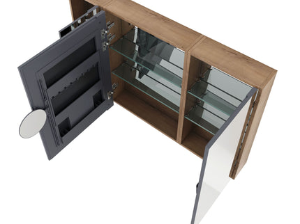 Wall Mounted Bathroom Cabinet With Adjustable Shelves Storage Cabinet - Imitative Oak