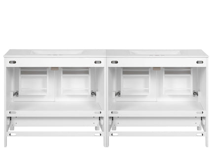 Bathroom Vanity With Sink, Soft Close Doors, Double Storage Shelves & Divided Drawer Ample Storage - White