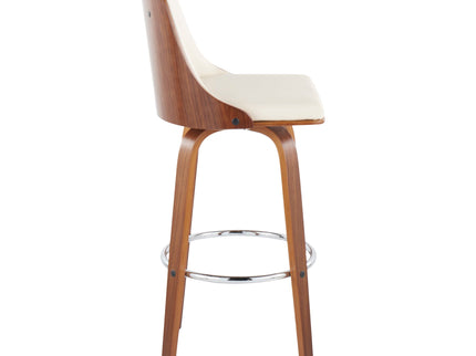 Gianna - Mid Century Modern Fixed Height Barstool With Swivel With Round Footrest (Set of 2)