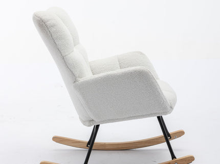 Teddy Fabric Rocking Gilder Nursery Chair For Living Room Indoor - Ivory