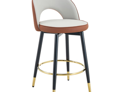 Upholstered Rotatable Bar Chair With Metal Legs For Dining Room
