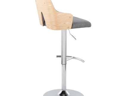Stella - Contemporary Adjustable Barstool Stool With Swivel & Rounded T Footrest (Set of 2)