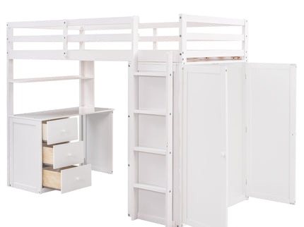 Loft Bed With Drawers, Desk, And Wardrobe