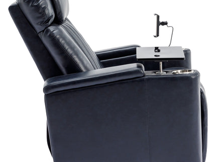 270° Power Swivel Recliner Home Theater Chair With Hidden Arm Storage, LED Light, Cup Holder, And Tray Table