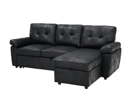 Convertible L - Sectional Sofa Bed With Storage Chaise And Padded Armrests