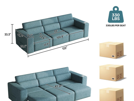 3 Seater Power Recliner Sofa With Wireless Charging And Remote Control