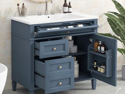Bathroom Vanity With Top Sink, Storage Cabinet With 2 Drawers And Tip Out Drawer
