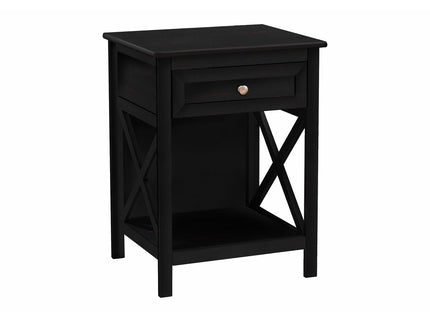 Accent End Table, 2 Tier, Storage Drawer, Transitional Style