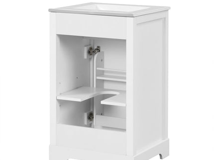 20" Bathroom Vanity With Sink, Soft Closing Cabinet Door, Adjustable Shelf & Storage Rack - White