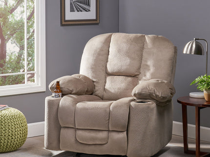 Luxurious Manual Recliner Chair With Skin-Friendly Fabric And Dual Cup Holders