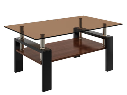 Modern Rectangular Coffee Table With Tempered Glass Top