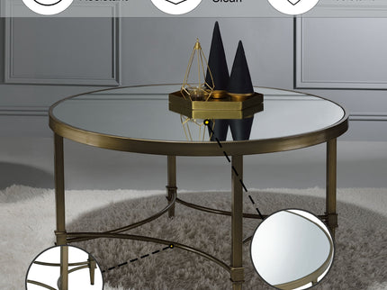 Aditya - Mirrored Antique Brass Coffee Table - Antique Brass