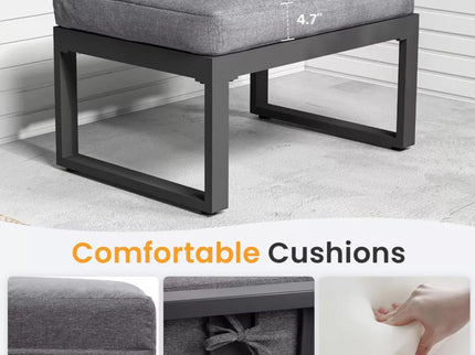 Patio All-Weather Ottomans With Thick Cushions (Set of 2)