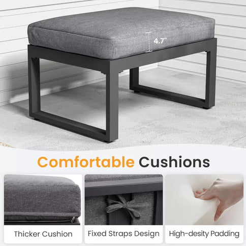 Patio All-Weather Ottomans With Thick Cushions (Set of 2)