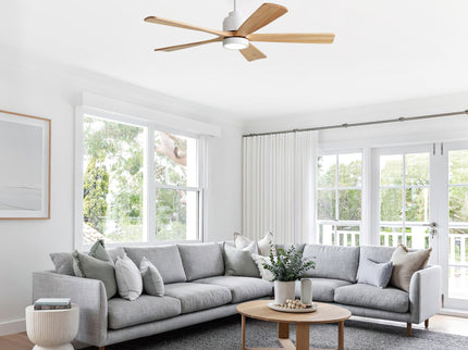 52" Ceiling Fan With Remote Control, Dimmable 3 Color Temperature LED Light, Quiet Reversible DC Motor