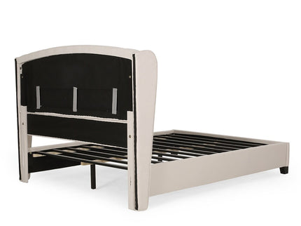 Twilight Fully Upholstered Fabric Wingback Queen Bed - Ivory