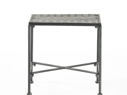 Outdoor Square Side Table With X Shaped Iron Frame - Black