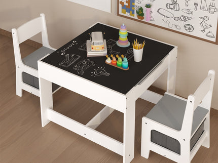 Kids Table And Chair Set, 3 In 1 Activity Table With Storage Drawer For Toddlers Drawing, Reading, Crafts, 2 In 1 Detachable Top - White