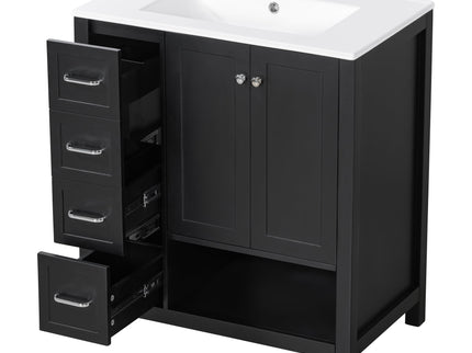 Bathroom Vanity With Sink Top, Bathroom Vanity Cabinet With 2 Doors And 2 Drawers, Open Shelf