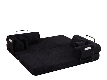 Convertible Sleeper Sofa Bed With Cylindrical Pillow