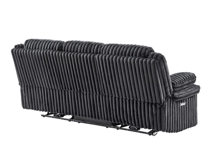 Winston - Power Reclining Sofa With LED Lighting, Hidden Drawer, And Drop Down Table - Black