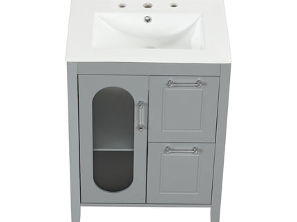 Modern Bathroom Vanity With Sink, Cabinet With 2 Drawers And Door, Adjustable Shelf