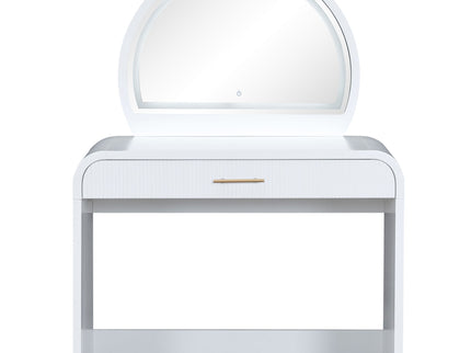 Makeup Vanity Table With Mirror Touch Screen Lighted Mirror, Dressing Table With Drawer For Bedroom - White