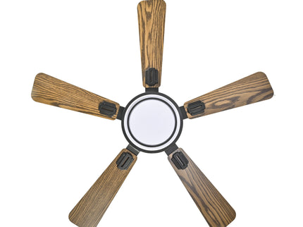 5 Blades Ceiling Fan With LED Light 3000 - 6500K Dimmable, 6 Speed Levels, Reversible Ceiling Fan - Matte Black