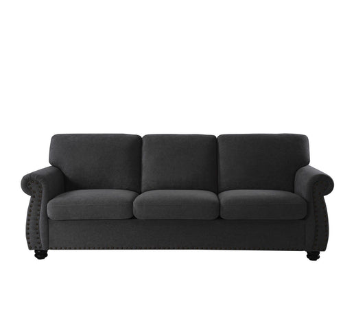 Soft Sofa, Upholstered 3 Seater Couch With High Density Foam, Loose Back Cushions And Turned Legs