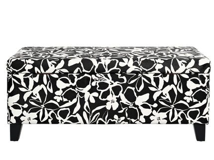 Luxury Storage Ottoman With Floral Patterned Fabric, Soft-Close Hinges, Multi Functional