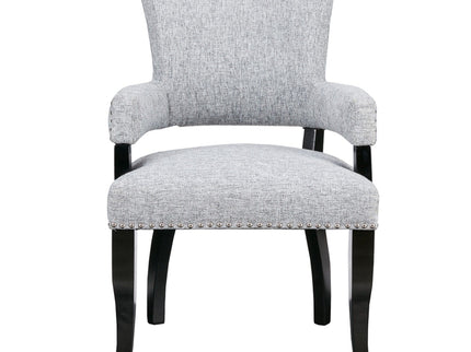 Elegant Arm Dining Chair With Brass Nail Head Detailing