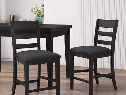 Farmhouse Upholstered Wood Counter Stools