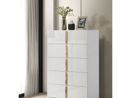Lauryn - 5 Drawer Bedroom Chest - Gloss White
