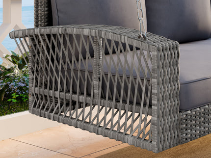 3 Person Large Patio Swing Bench With Cushions For Backyard