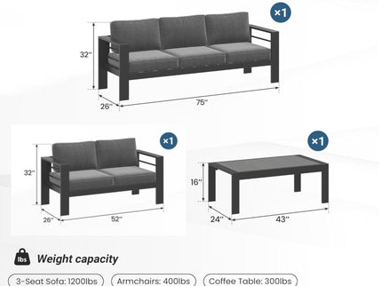 Outdoor Patio Set All-Weather With Thick Cushions