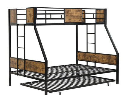 Modern Metal Bunk Bed With Side Ladders And Guardrail