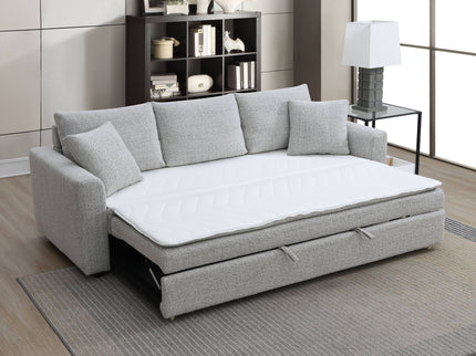 Connie - Boucle Sleeper Sectional Sofa With 2 Toss Pillows - Beige