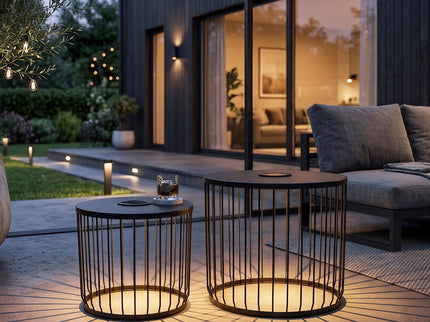 Solar Powered Nesting Side Table Set - Black