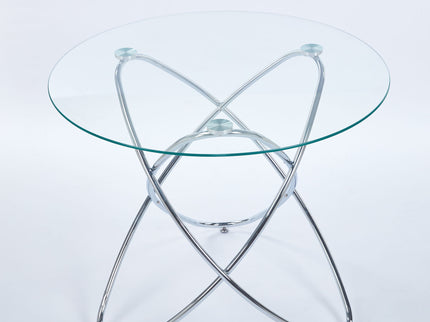 Metal Leg Dining Table With Tempered Glass Top