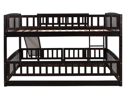 Low Bunk Bed With Slide, Fence And Ladder