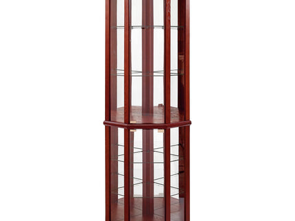 6 Shelf Lighted Corner Curio Cabinet With Adjustable Tempered Glass Shelves And Mirror Back (E26 Light Bulb Not Included)