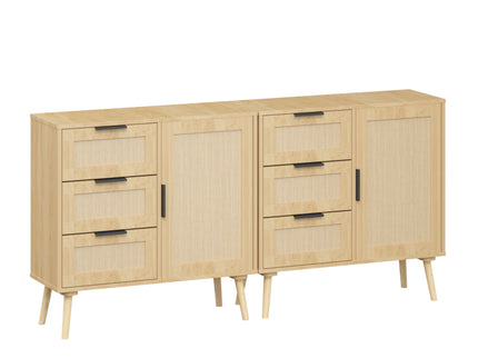 Dresser With Drawers And Adjustable Shelf - Antique Natural / Rattan