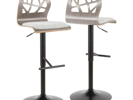 Folia - Mid Century Modern Adjustable Barstool With Swivel & Rounded T Footrest (Set of 2)